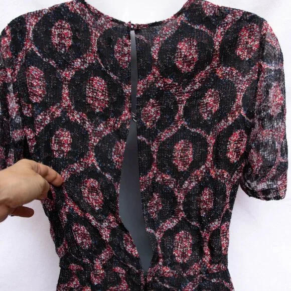 ISABEL MARANT Dress Women 38/6 Talia Twist Front Silk Draped Half Button Up Back - Picture 8 of 13